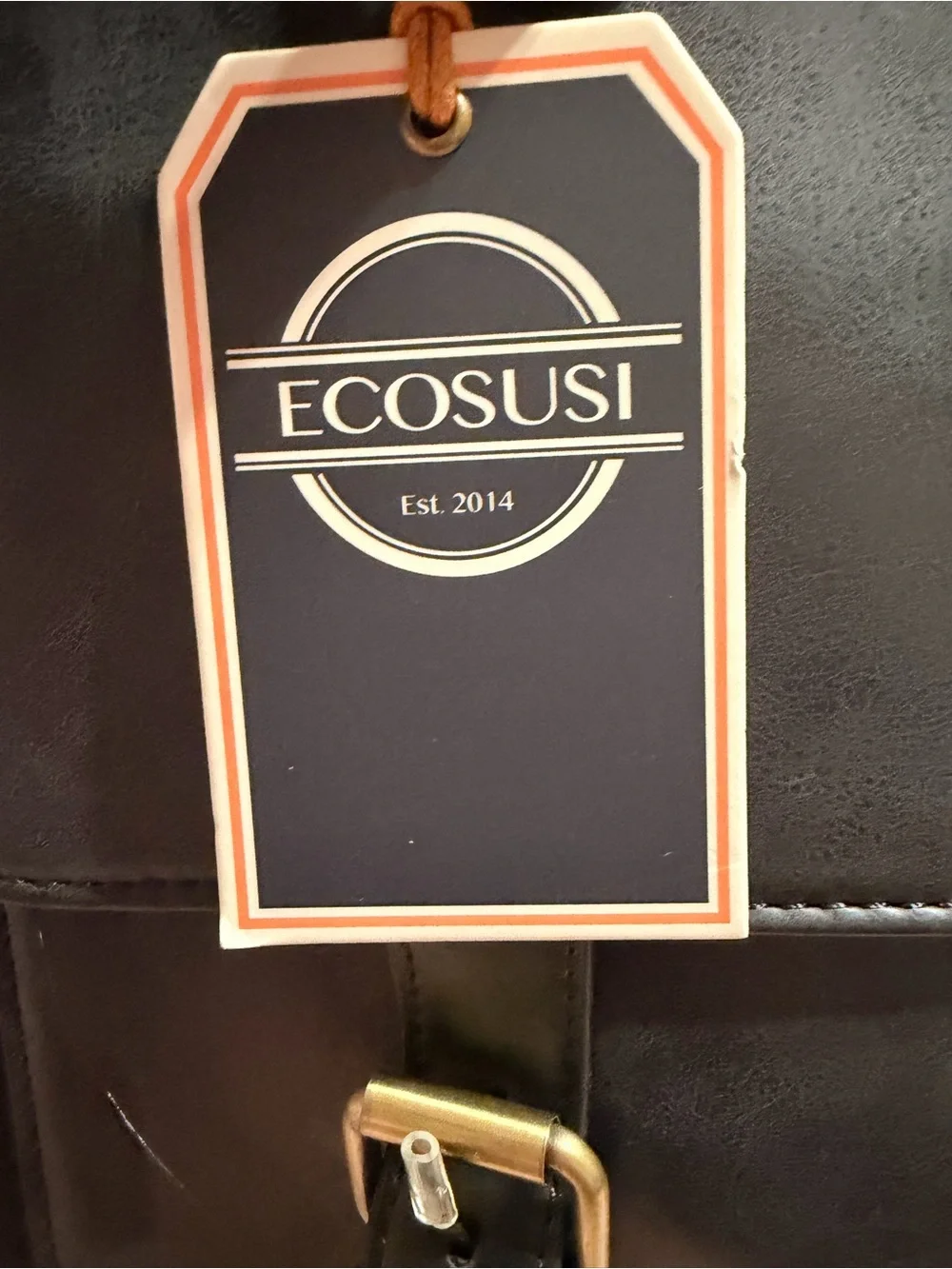 Ecosusi Black Men's Faux Leather Briefcase with Dual Buckle Front